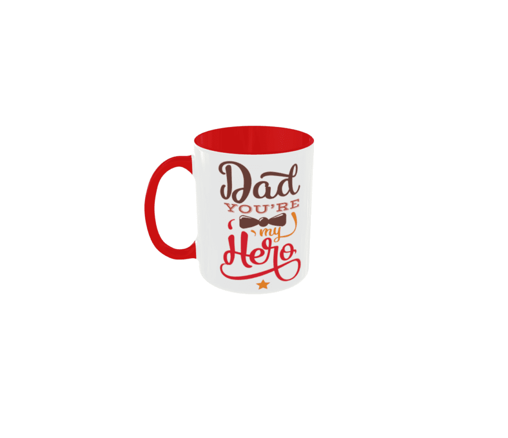 Taza Dad You Are My Hero Interior Rojo Y Mango Rojo