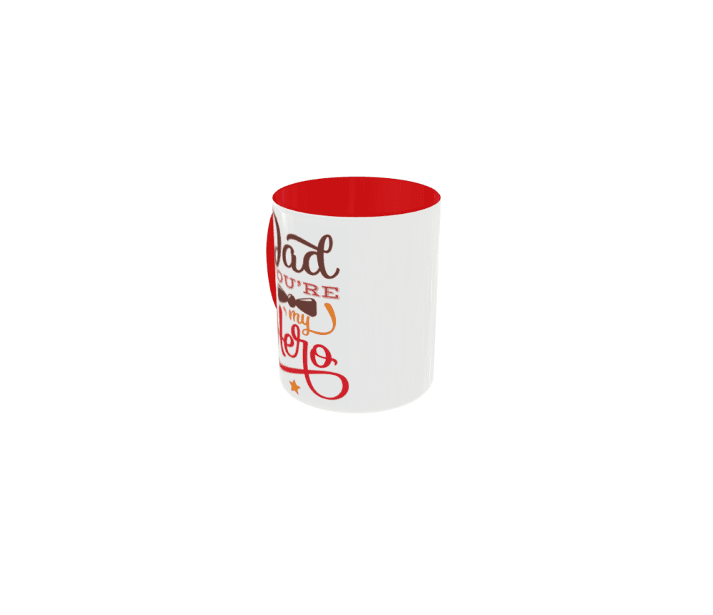 Taza Dad You Are My Hero Interior Rojo Y Mango Rojo - Imagen 3