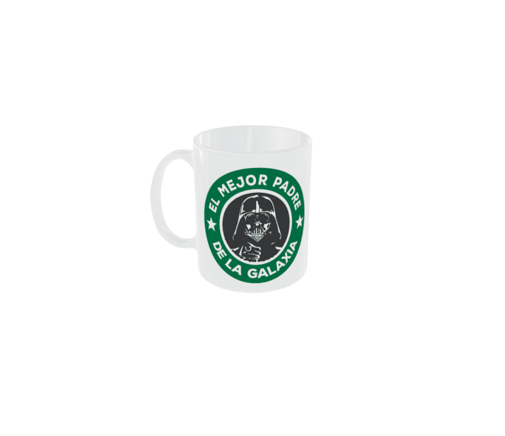 Taza El Mejor Padre De La Galaxia, 350 ML Blanco Brillo